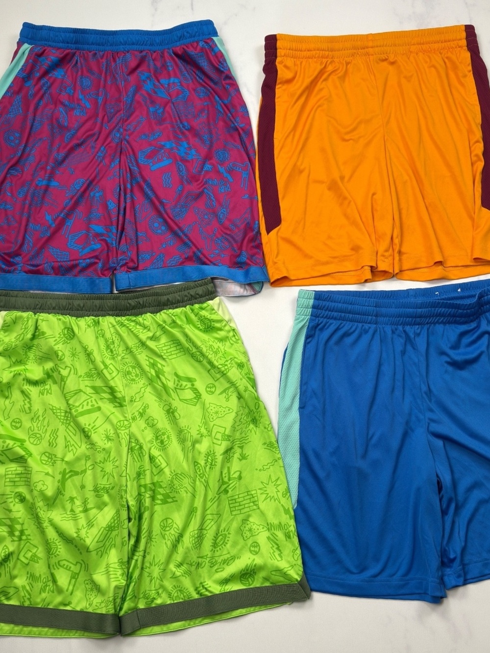 Tek Gear Athletic Shorts 4-Pack Colorful Dry Tek - Boys XL Husky Bundle of 4